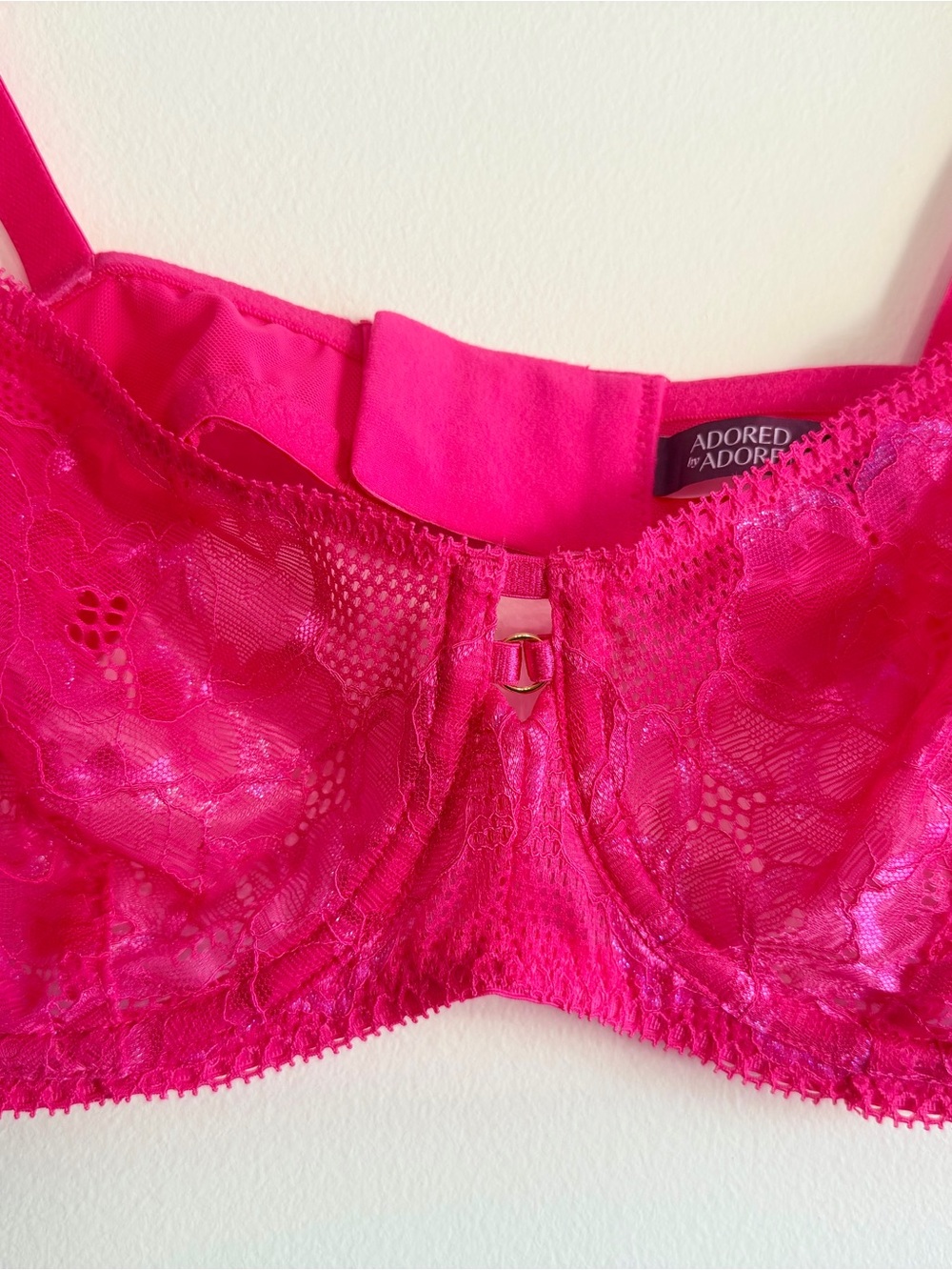 NWT Adored by Adore Me Pink Lace Sheer Underwire Bra 36D - Picture 6 of 8
